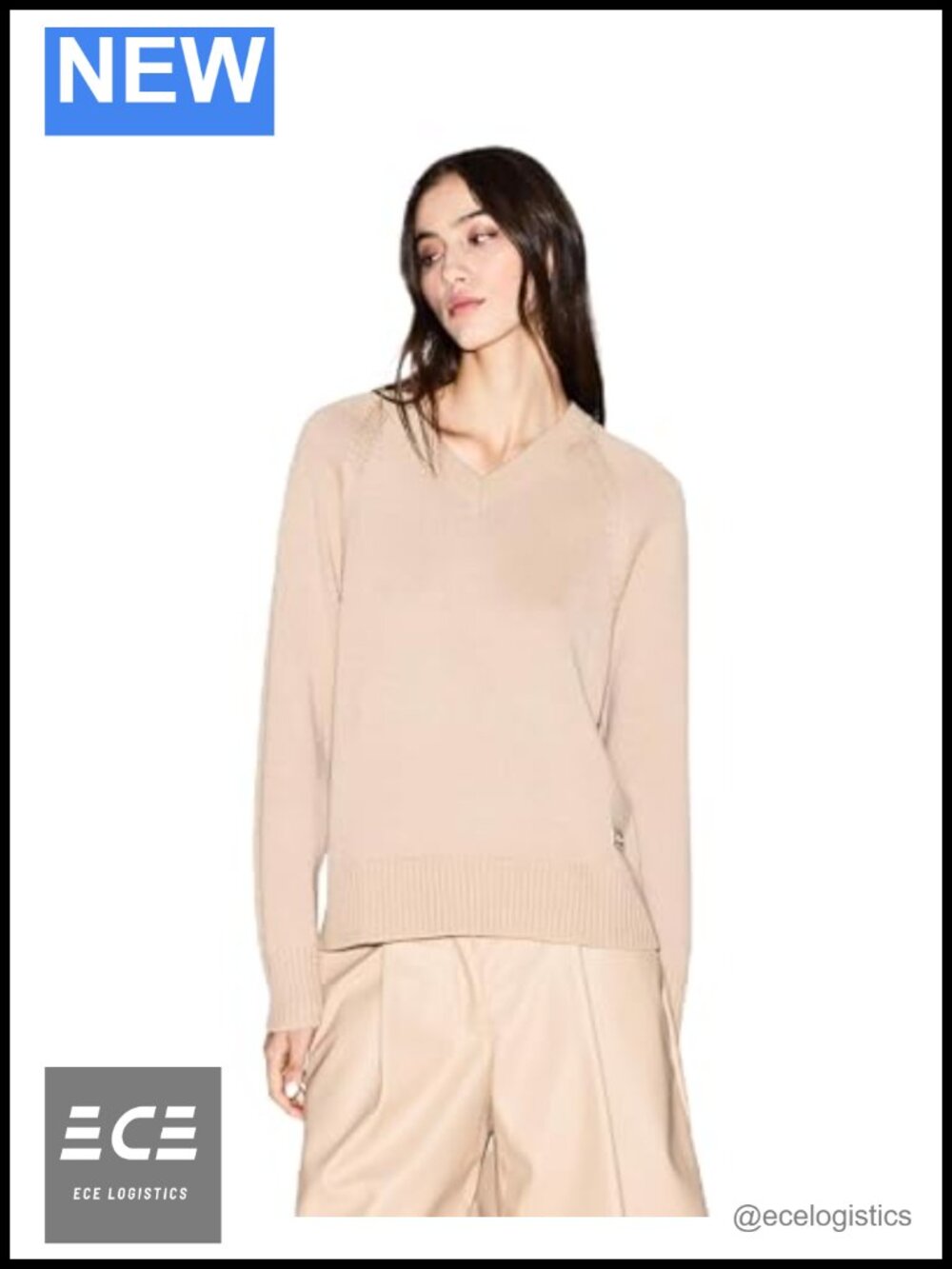 Wool Cotton V-Neck Pullover Sweater Long Sleeve Cozy Regular Fit